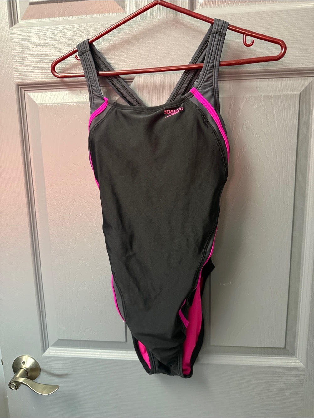 Speedo Black and Pink Athletic One-Piece Swimsuit